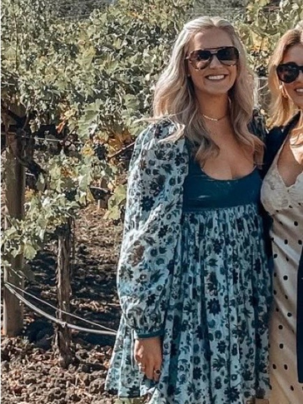 Blue Floral Puff-Sleeve Mini Dress